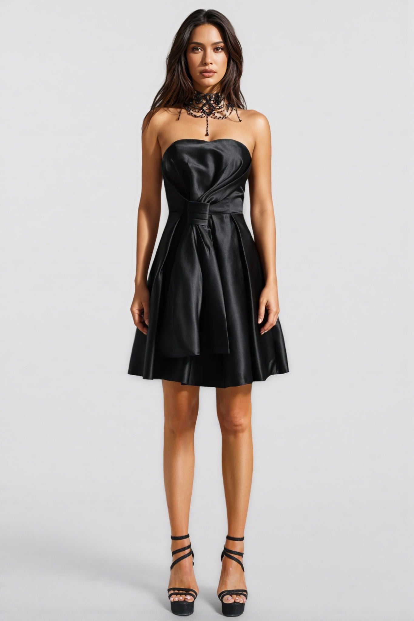 Nirina Deborah Satin Strappy Mini Dress