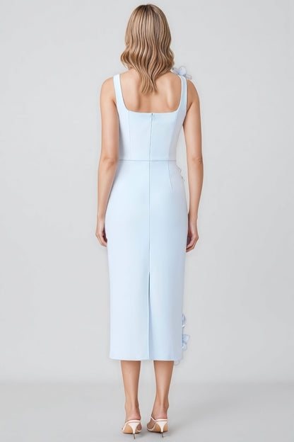 Molao Blue 3D Floral Midi Dress