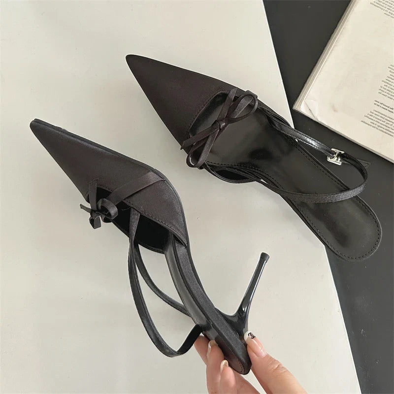 Spring  Pointed Toe Buckle Strap Women Thin Highs Party Stripper Dance Mules Shoes Low Heel Pumps