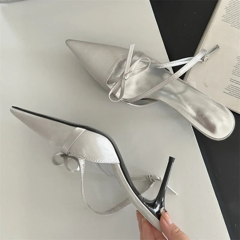 Spring  Pointed Toe Buckle Strap Women Thin Highs Party Stripper Dance Mules Shoes Low Heel Pumps