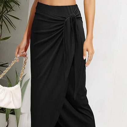 Autumn Summer Black Knitted Classical Casual Knot Irregular High Quality Skirt