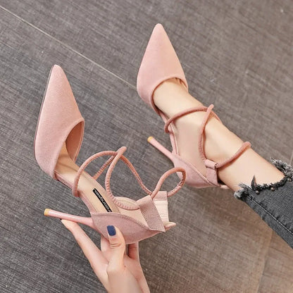 Suede 9cm Pointed Fashion  Black Wedding Bridal High Heel