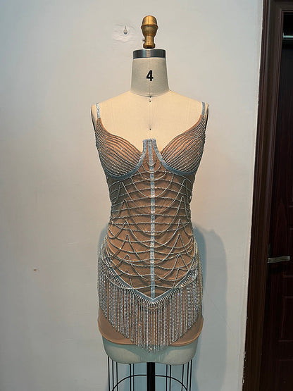 Frances Rhinestone Chain Party Dress