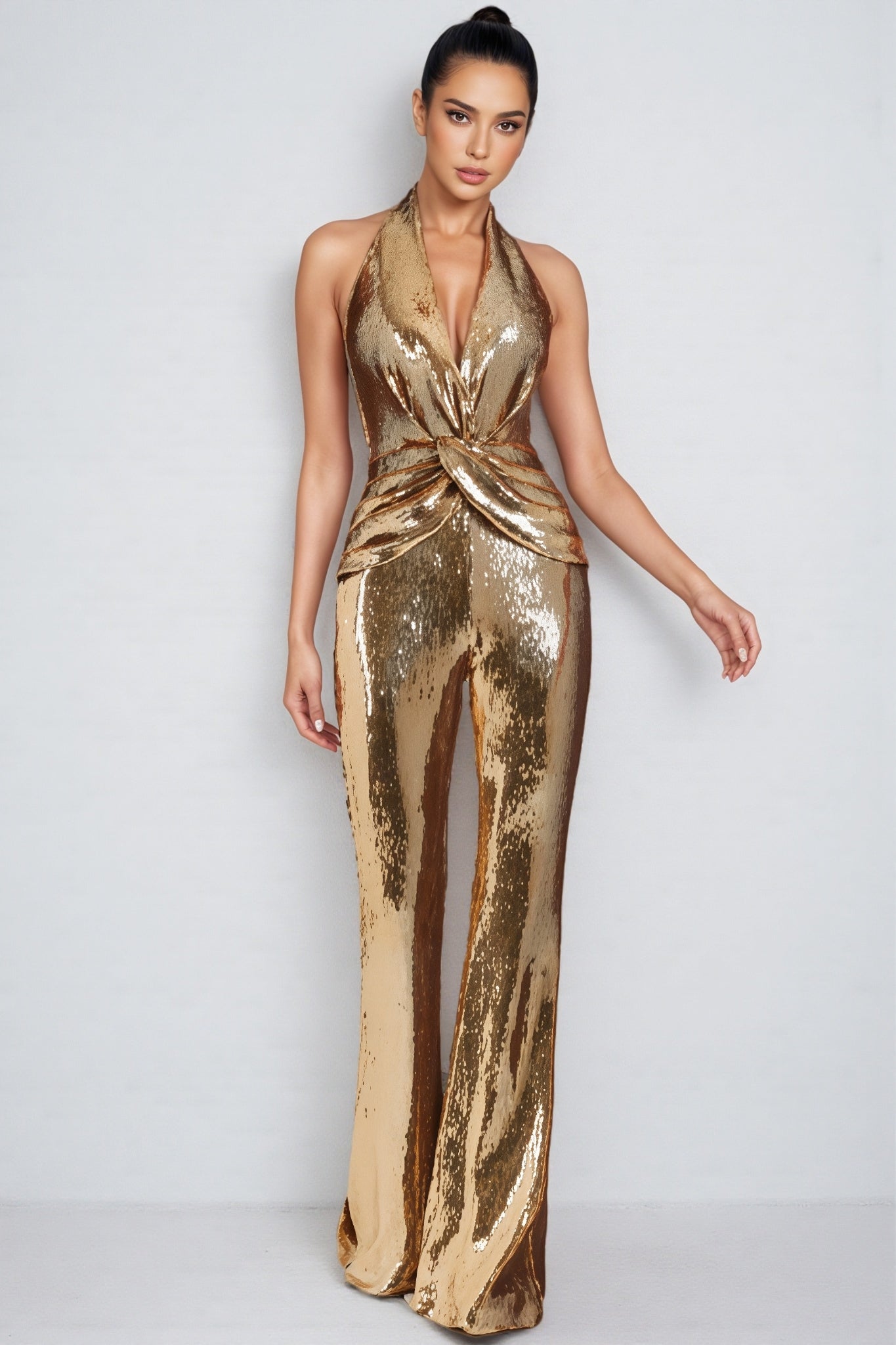 Bruna Gold Sleeveless Jumpsuit