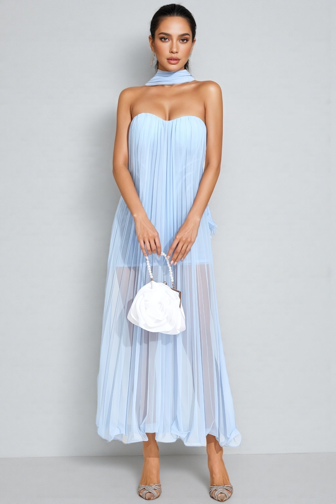 Nick Blue Mesh Midi Dress