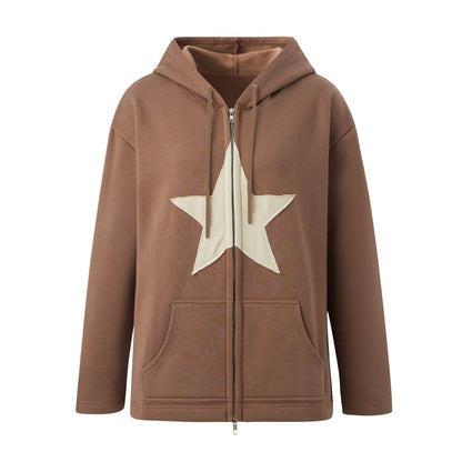 Hip Hop Zip Up Vintage Star Hoodie