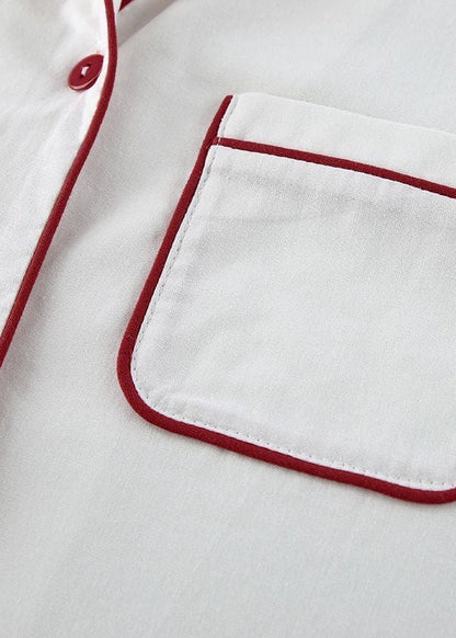 White Cotton Pajama Set for Women