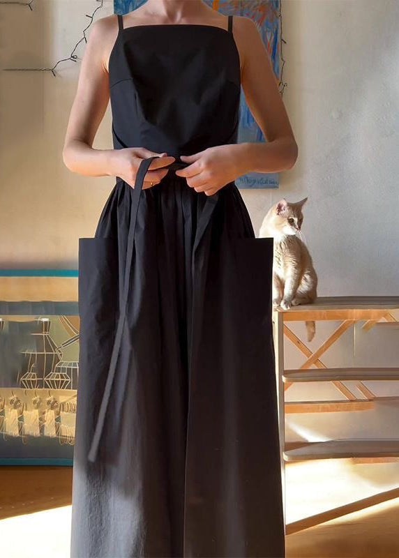 Skyline Tie-Waist Midi Dress – Sleeveless Pocket Summer Dress