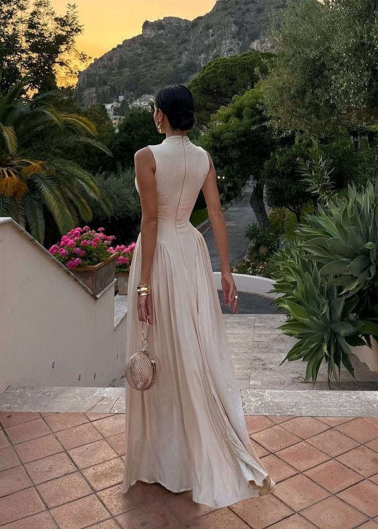 Serenity High Neck Maxi Dress – Elegant Sleeveless Evening Dress