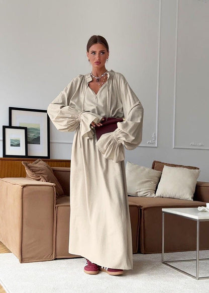 Sienna Relaxed Boho Maxi Dress – Oversized Long Sleeve Flowy Everyday Dress