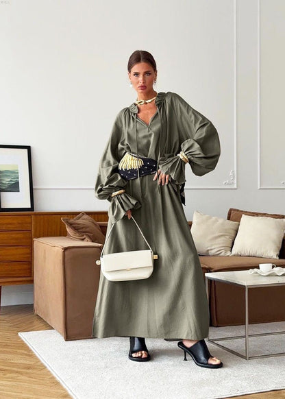 Sienna Relaxed Boho Maxi Dress – Oversized Long Sleeve Flowy Everyday Dress