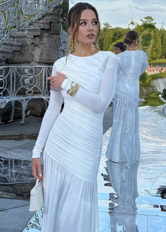 Elara - Long Sleeve Ruched Maxi Dress