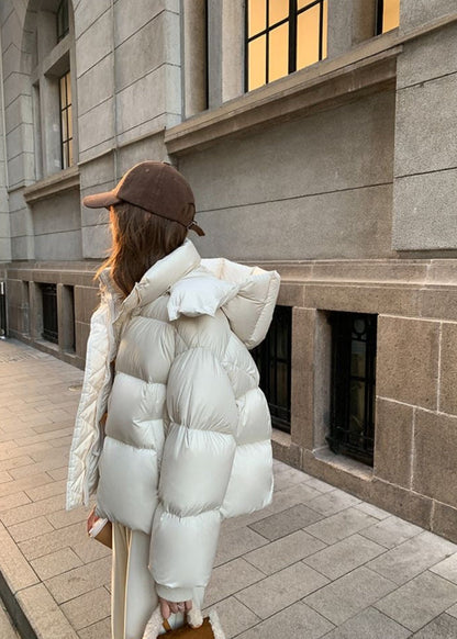 Lyra Oversized Puffer Jacket – Warm Hooded Winter Coat in Ivory