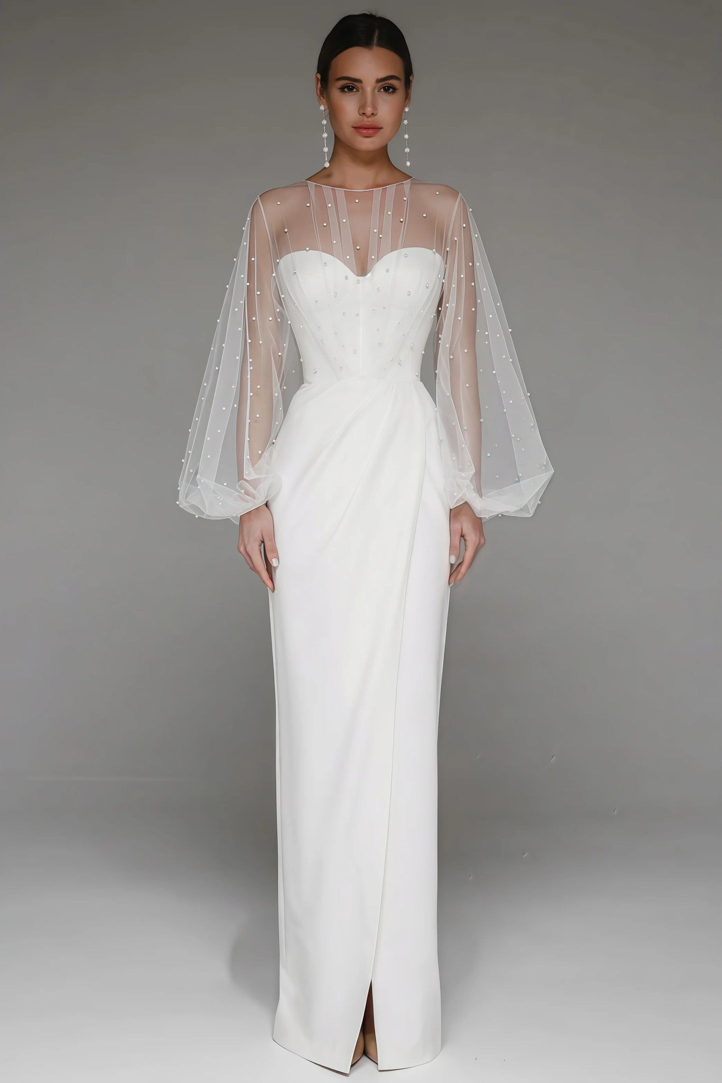 Kalia Sheath Pearl Maxi Dress-White
