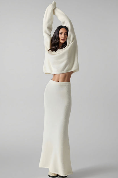 Peony Knit Top ï¼?Mid Waist Midi Skirt Set