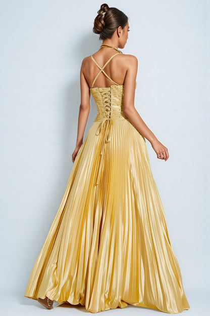 Saga Gold Beaded Maxi Slip Dress