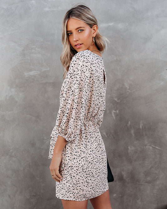 Keeper Printed Tie Dress Beige