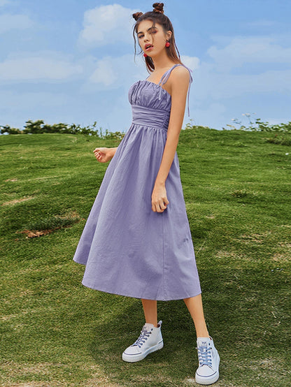 Knot Straps Ruched Bust Cami Dress