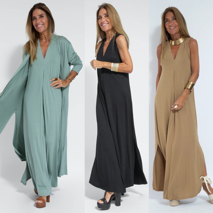 Yazmín Boutique Long Slimming Dress and Vest Set Chic Silhouette Collection