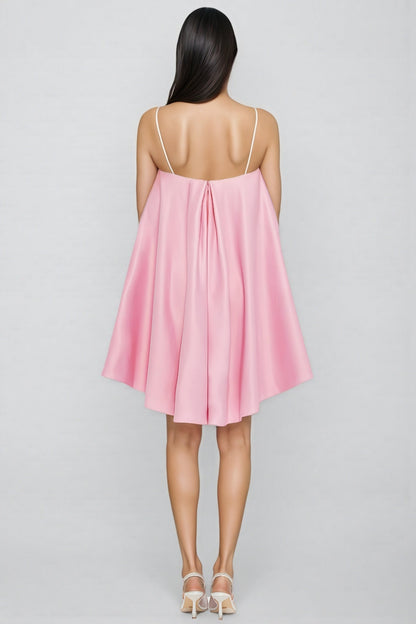 Arlolt Pink Backless 3D Flower Mini Dress