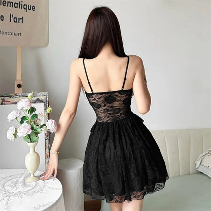 Lace Sheer Mini Dress