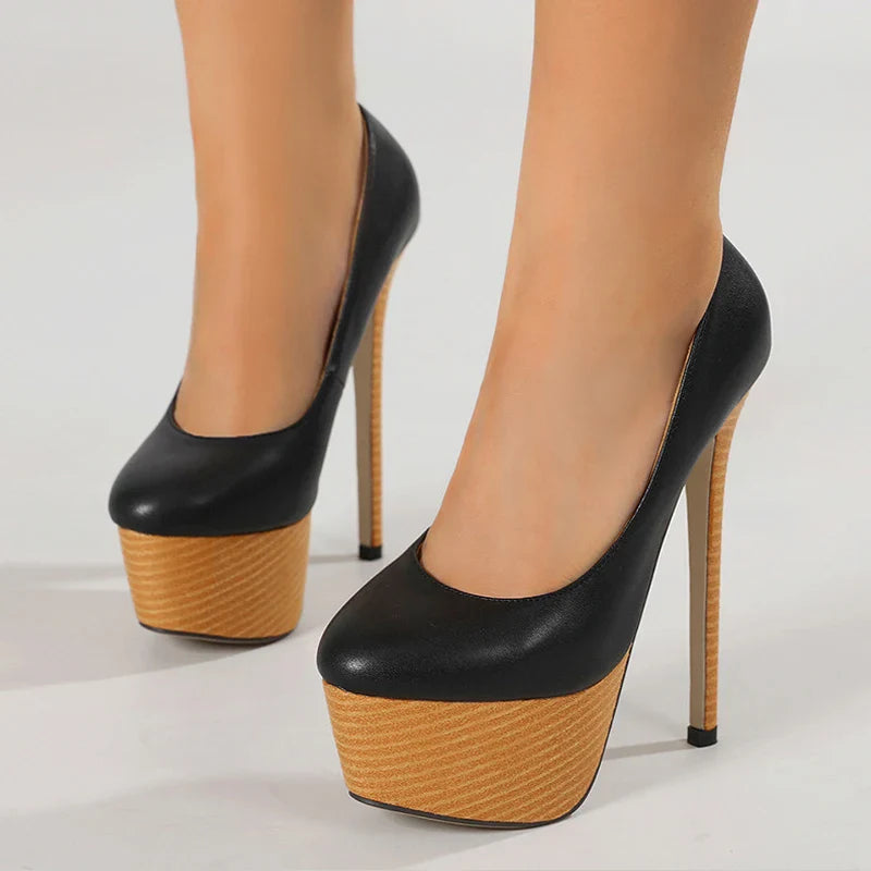 2024 New Arrival Woodiness Platform  Slingback Super High High Heel