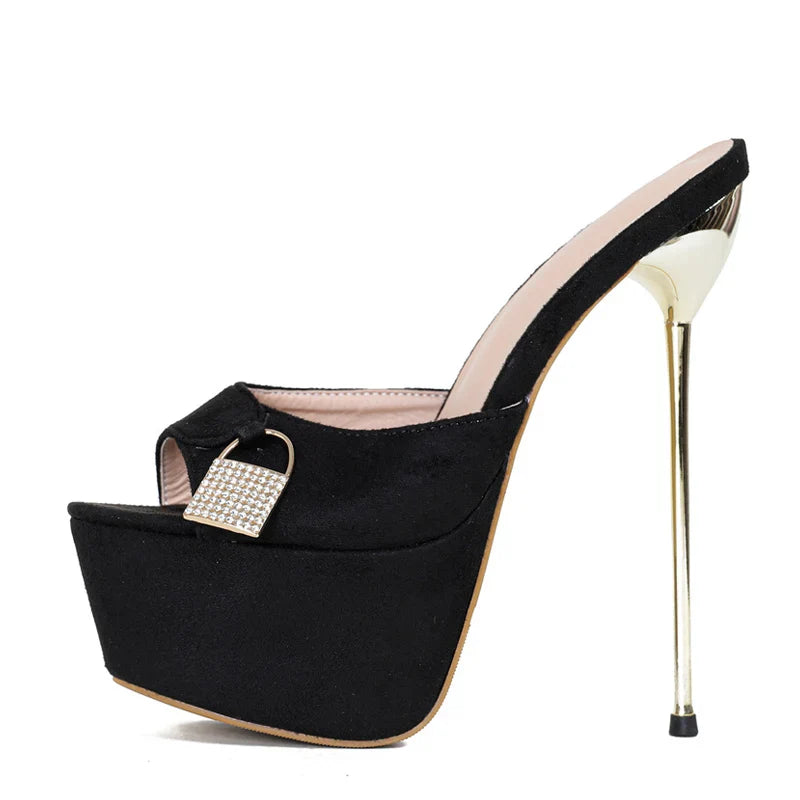 Glamorous   Metal Buckle Platform Super Thin High Heel High Heel