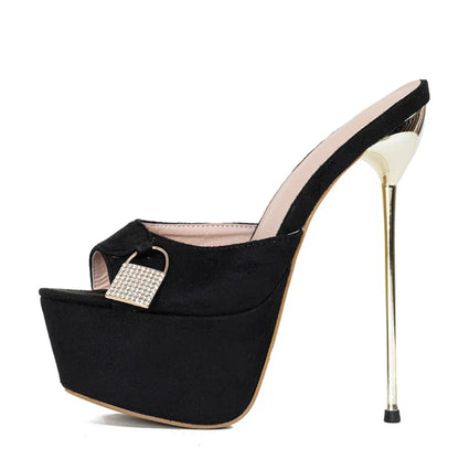 Glamorous   Metal Buckle Platform Super Thin High Heel High Heel