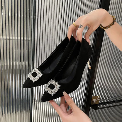 Luxury Women High  Pointed Toe Designer Stiletto Trend New Suede Elegant Shoes Low Heel Pumps