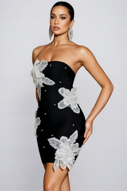 Fari Beaded Floral Knit Mini Dress