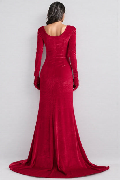 Jenny Red High Waisted Glove Maxi Dress