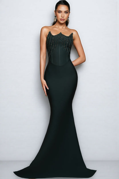 Odeek Green Sparkling Fishtail Maxi Dress