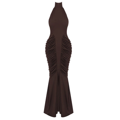 Halter Long Evening Dress Slim Fit Maxi Dress Cocktail Wedding Cocktail Host Battle Gown Annual Meeting Dress