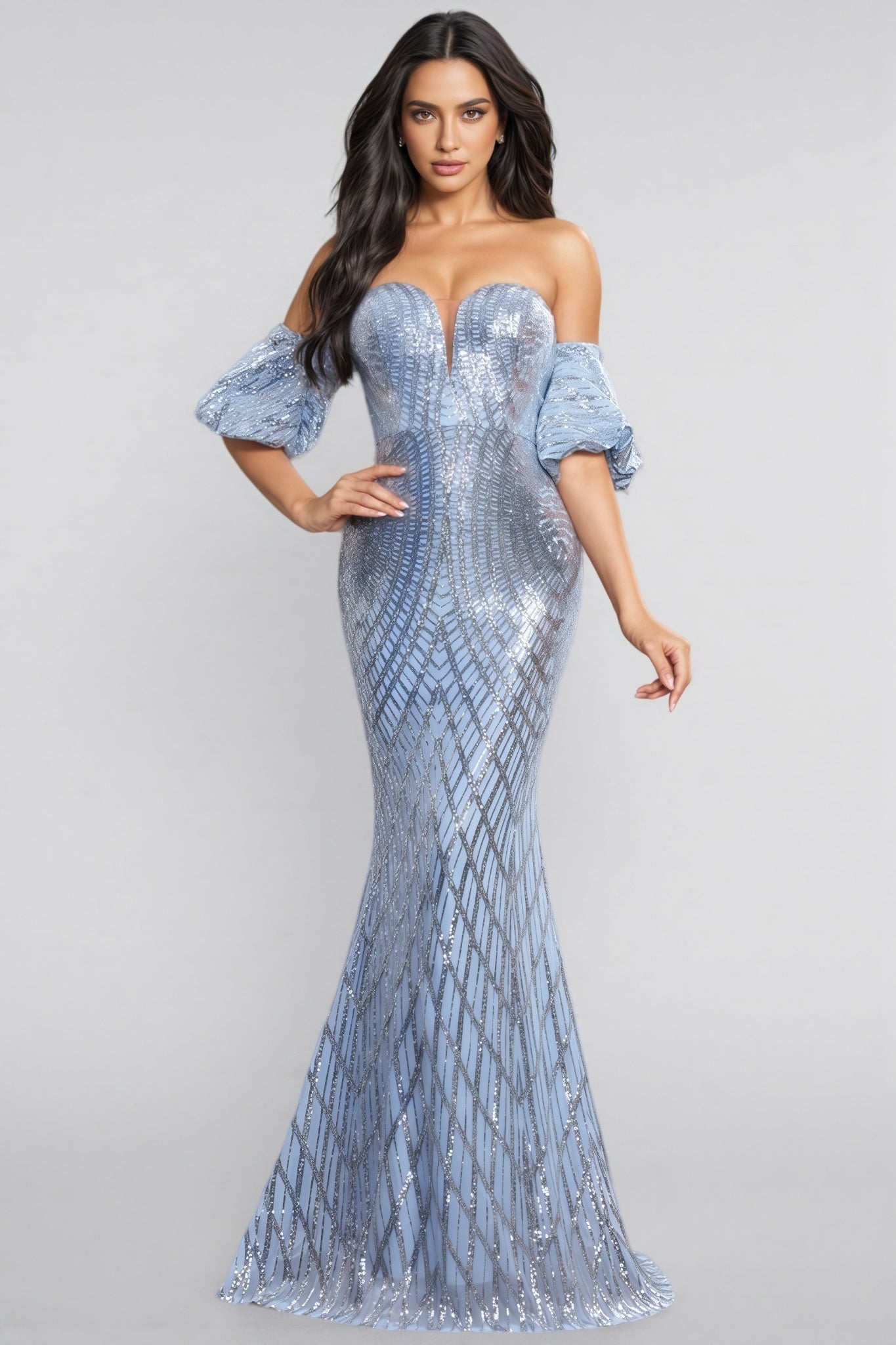 Austen Blue Sleeveless Sequin Maxi Dress