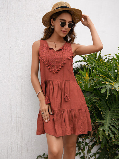 Canon Swiss Dot Tiered Babydoll Dress Rose