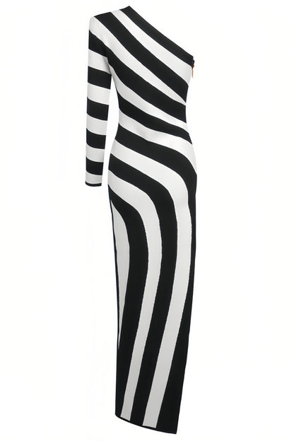 Delia Black and White Striped Maxi Dress