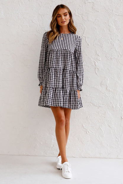 Urika Cotton Blend Plaid Babydoll Dress FINAL