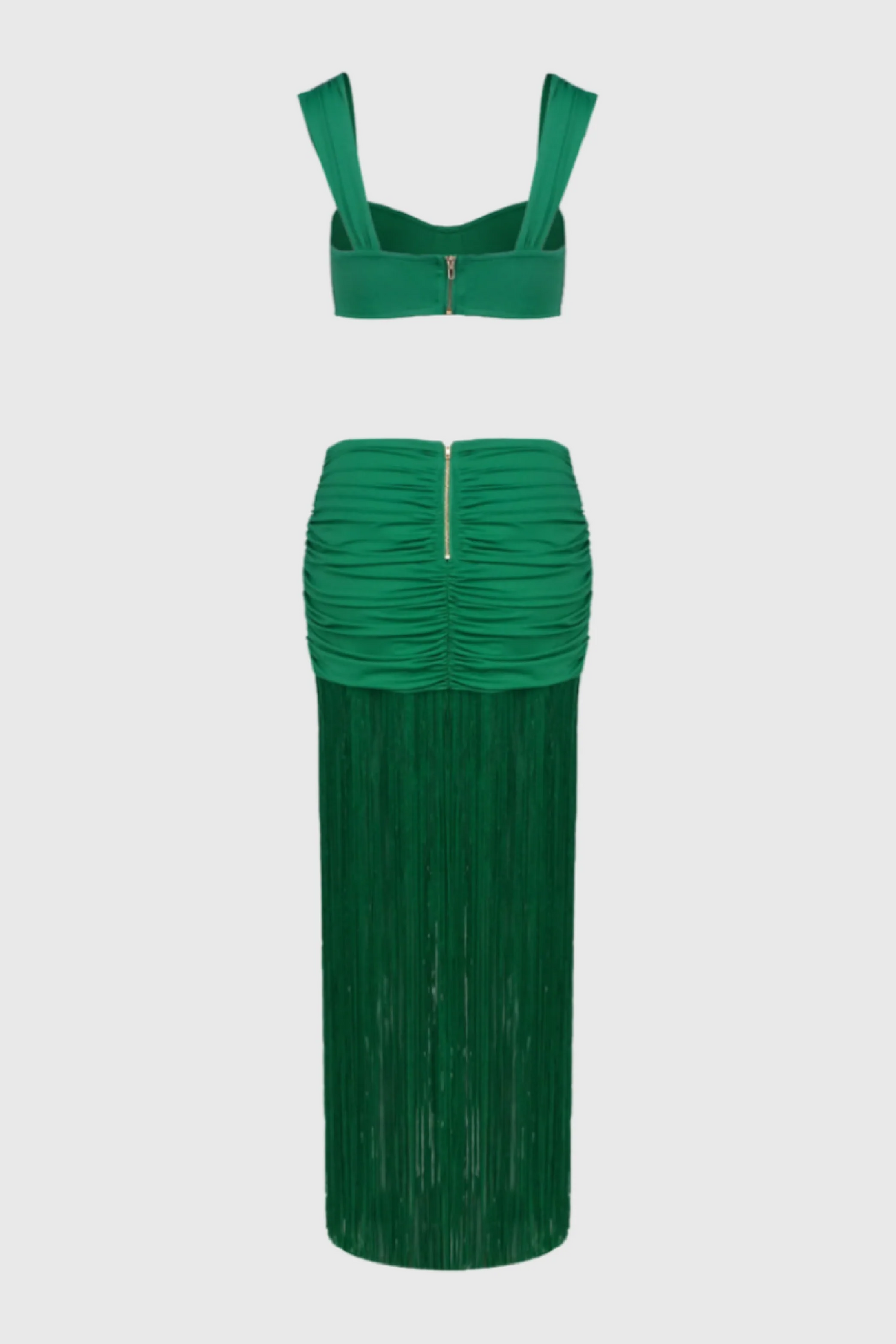 Darcy High-Waisted Strappy Fringed Maxi Dress