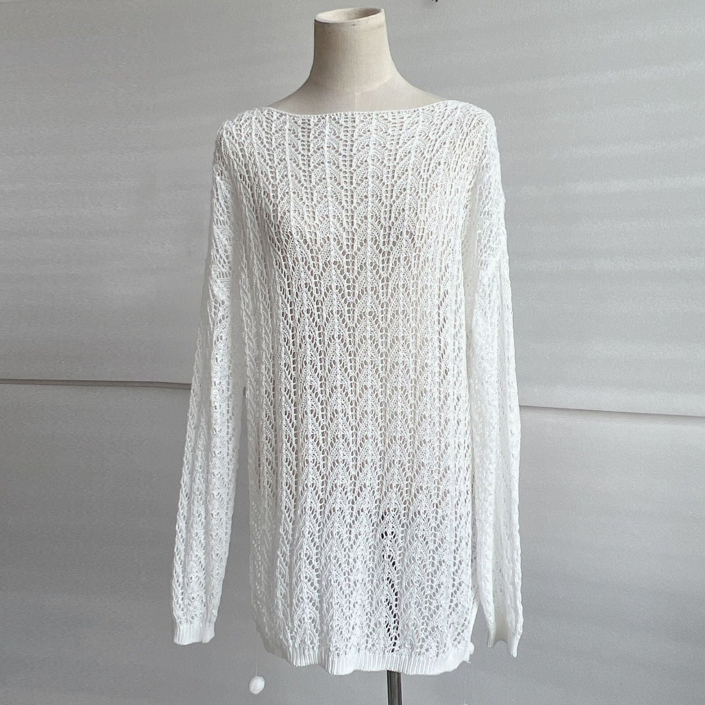 Temecula Sheer Crochet Dress Ivory