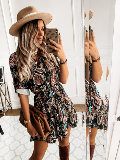 Ridgewood Printed Button Down Shirt Dress FINAL