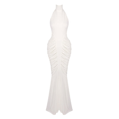 Halter Long Evening Dress Slim Fit Maxi Dress Cocktail Wedding Cocktail Host Battle Gown Annual Meeting Dress