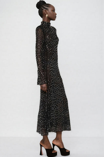 Roisea Long Sleeve Rhinestone Maxi Dress