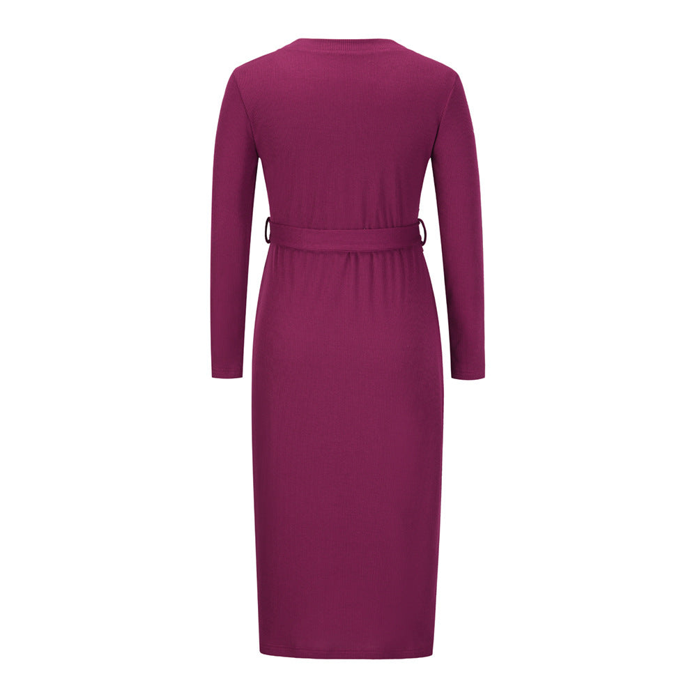 Sakura Ribbed Knit Midi Dress Mulberry