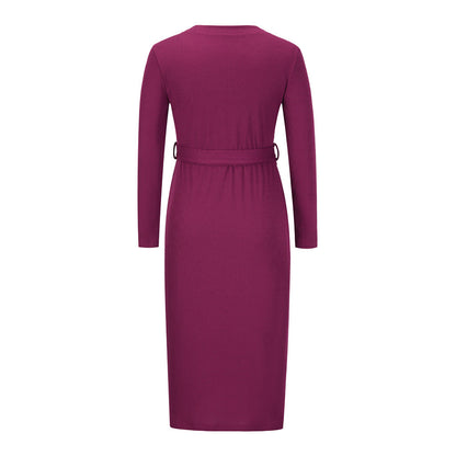 Sakura Ribbed Knit Midi Dress Mulberry