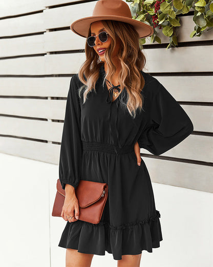 Indy Billowed Ruffle Dress Black