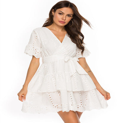 Calliope Cotton Eyelet Wrap Dress Off White