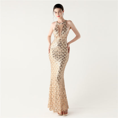 Slim Fit Hip Sequined Evening Dress