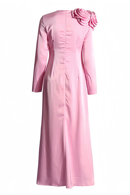 Samala 3D Floral Satin Maxi Dress