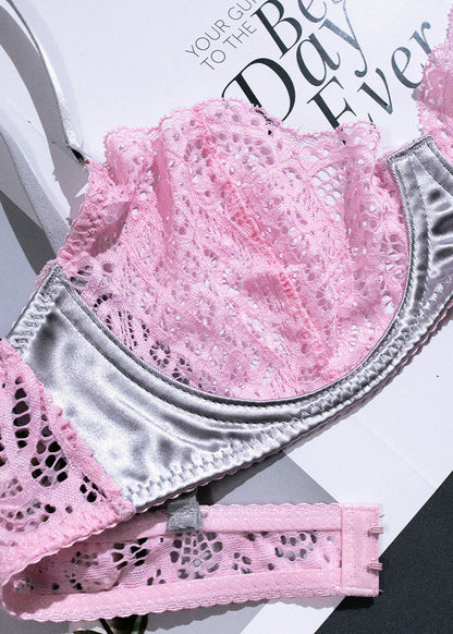 Blush Alloy - Embroidered Contrast Bra & Panty Set