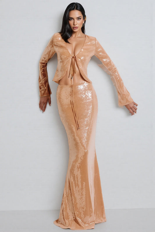 Jacksda Sequined Fishtail Maxi Dress Set